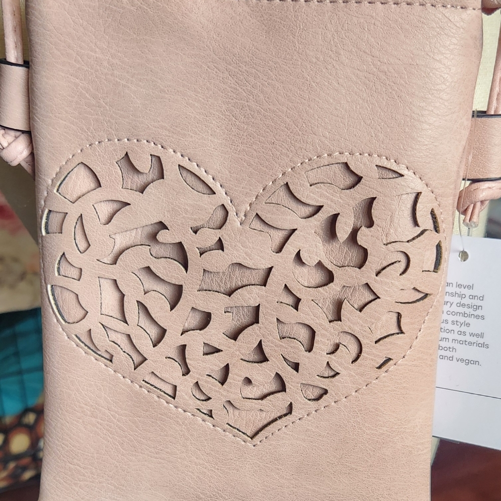 Pink Heart Cutout Crossbody Bag